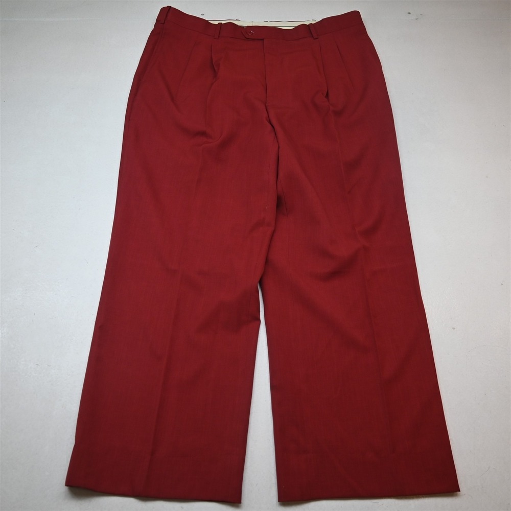 Il Canto 42x32 Red Pleated Expander Waist Dress Mens Pants
